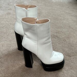 Stylish White Platform Ankle Boots